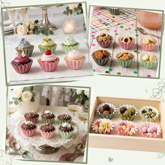 Sage Moss Green Dusty Pink Mini Size Bulk Grease Resistant Cupcake Liners