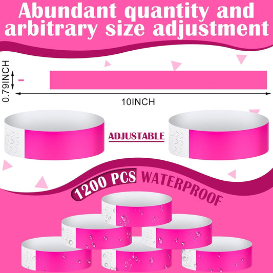 1200 Pack Paper Wristbands,Pink