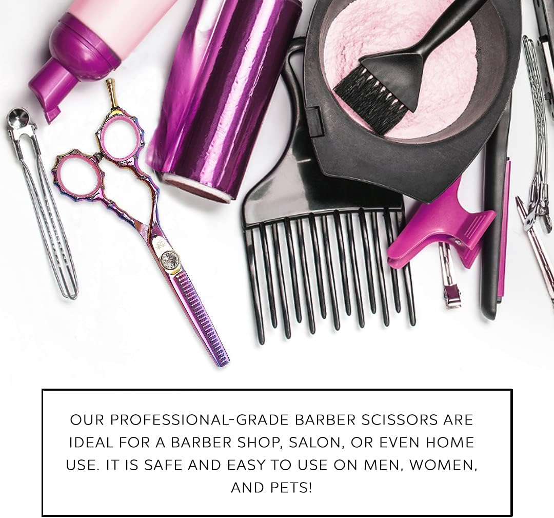 Left-Handed 5.5" Razor Edge Barber Hair Scissors - Pink Titanium Coated