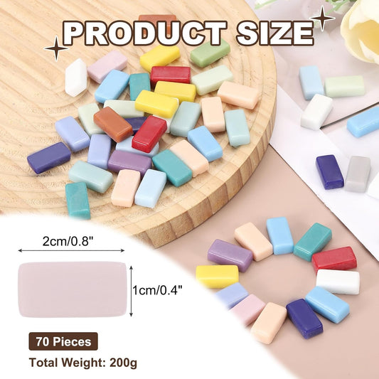 200g Rectangle Mosaic Tiles for Crafts, 0.4" x 0.8" Iridescent Mosaic Glass Pieces for DIY Art Making Supplies Home Decoration (Purple Pink)