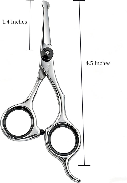 4.5 Inch Dog Grooming Scissors with Safety Round Tips, Fcysy Small Pet Hair Trimming Scissors for Face, Eyes, Ears, Nose & Paws, Professional Puppy Grooming Shears for Dogs & Cats- Black