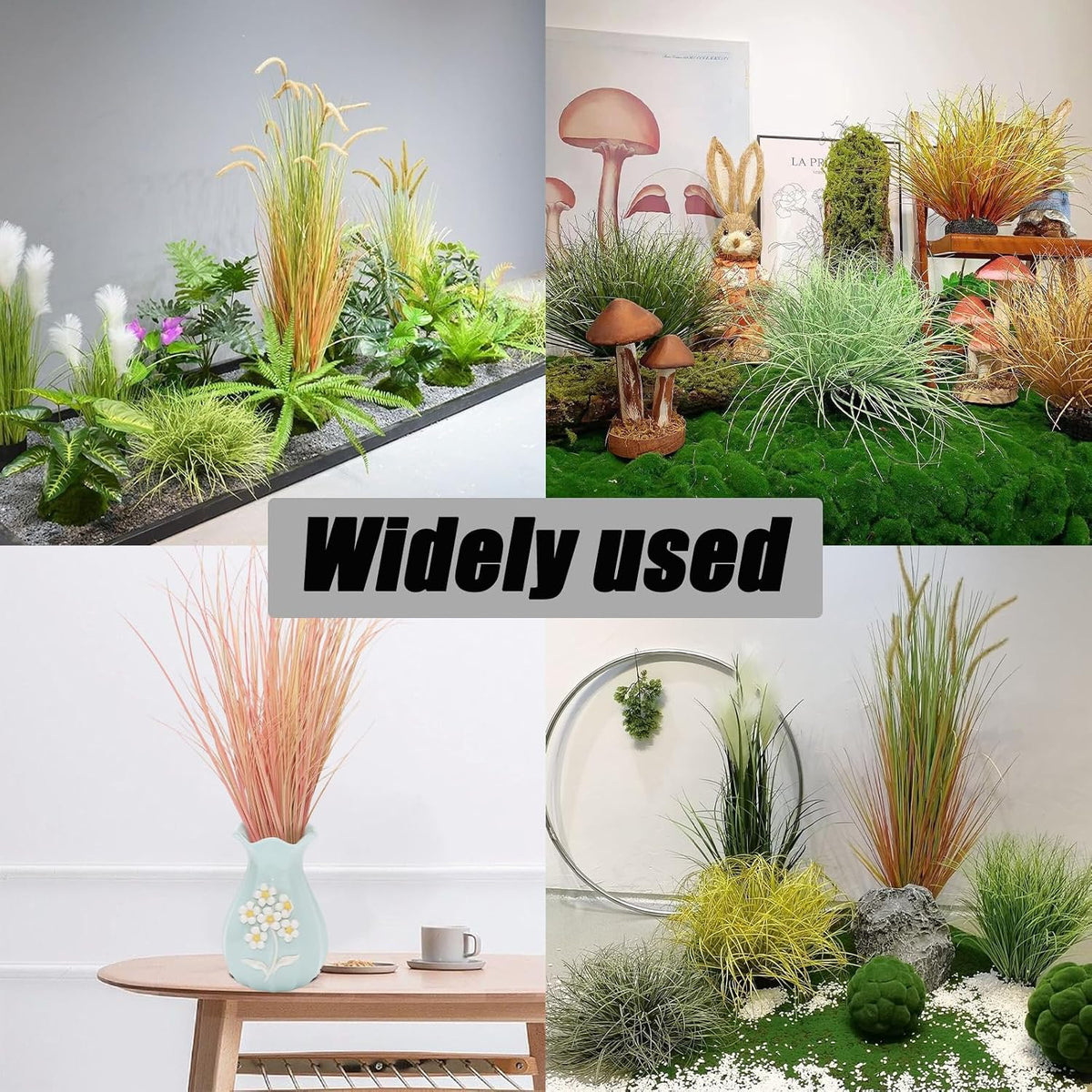 8 Pcs Artificial Grass Plants 20 Inch Fake Tall Grass Stems, Pink Stems