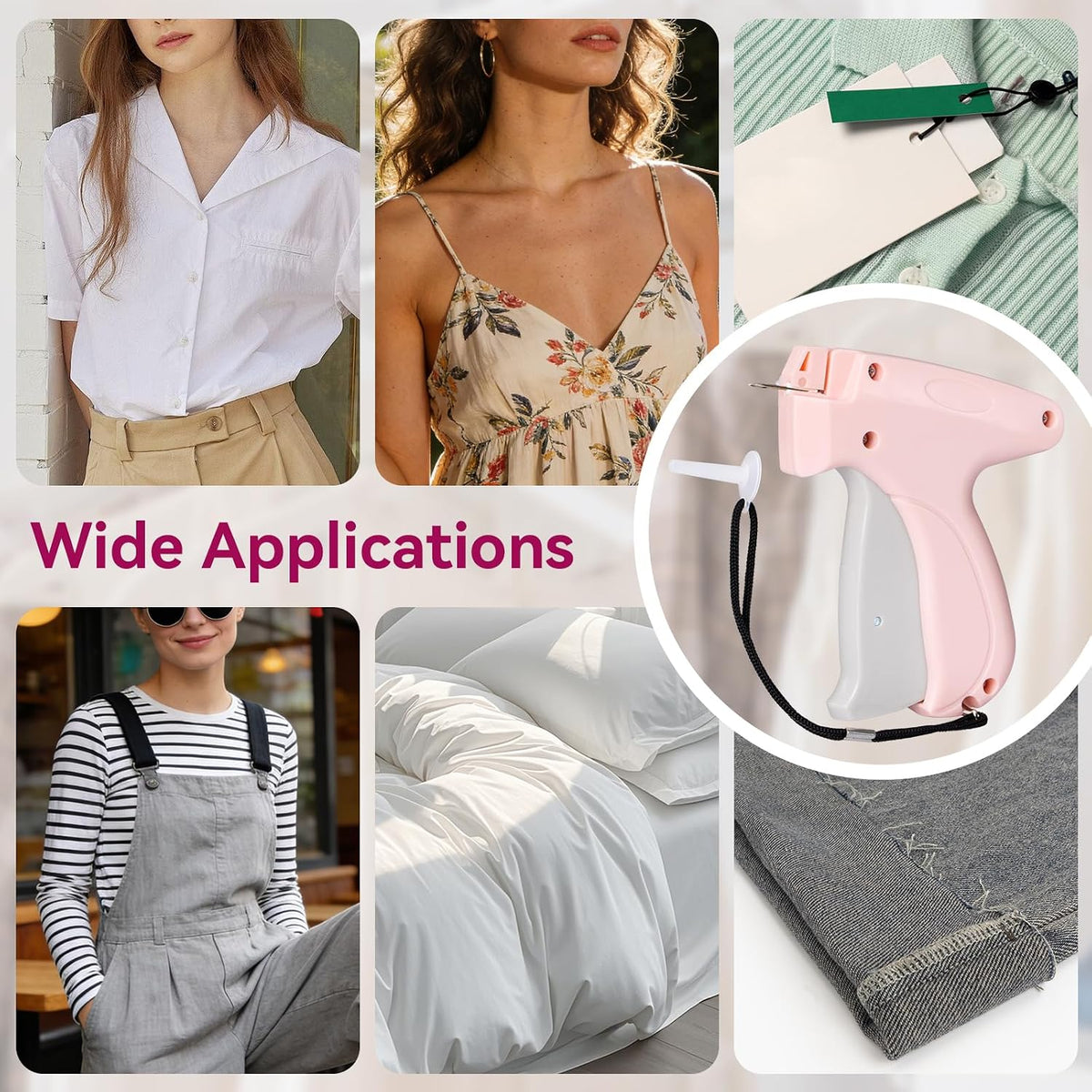 Handheld Tagging Gun for Clothes, with 3000 Fasteners, Pink
