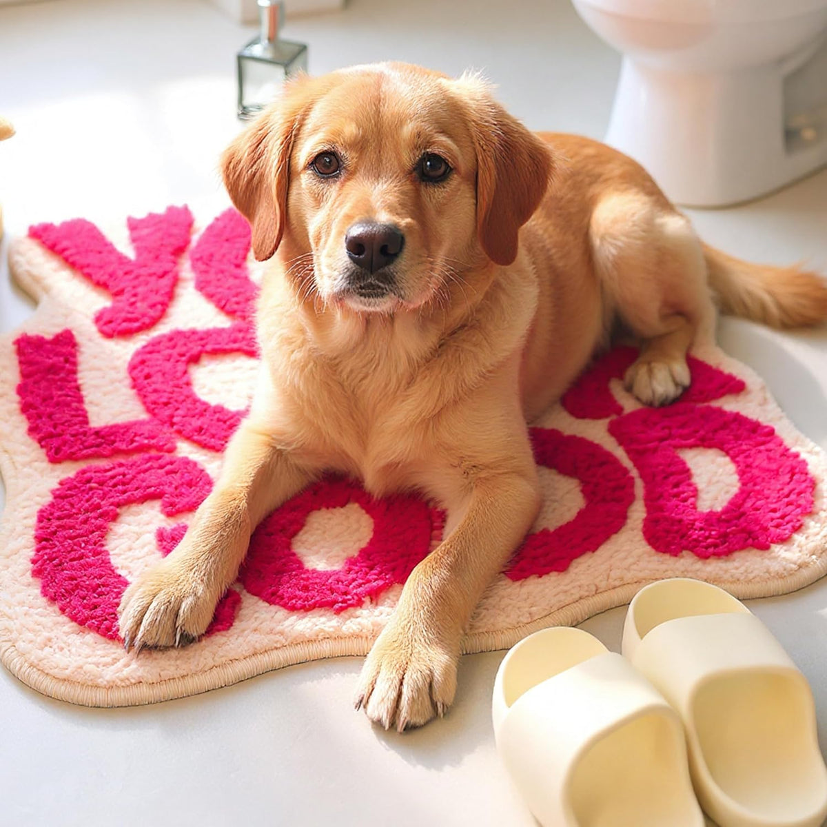 KOEXM You Look Good Bath Mat Pink, Cute Bathroom Rugs for Girls Fun Funny