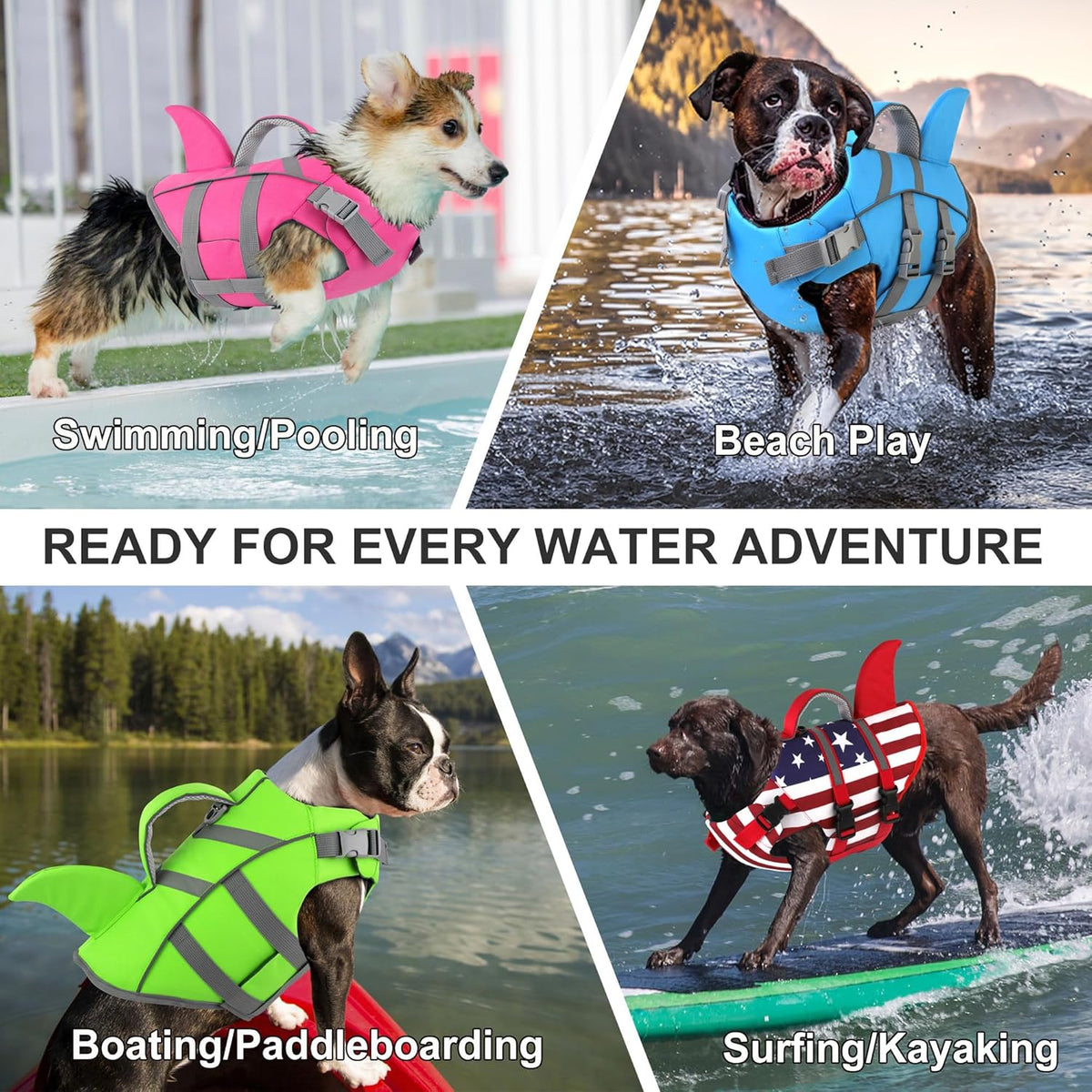 Dog Life Vest Shark, Life Jacket for Dogs, Swim Vest- Lt Pink,XS