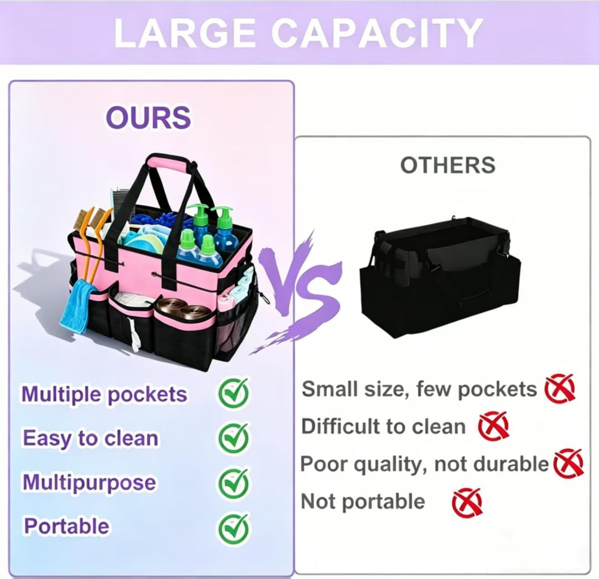 Cleaning Caddy Bag for Cleaner & Housekeepers, Car Trunk Organizer