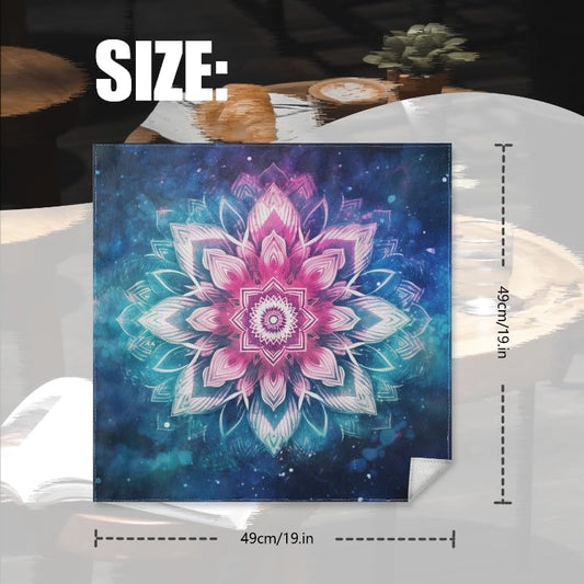 Cloth Napkins 4pcs,Mandala Flower with Pink-Blue Colors Soft Square Washable Reusable Durable Fabric Dining Table Napkin for Weddings Party,Birthday Party,Dinner Decor,19x19Inch