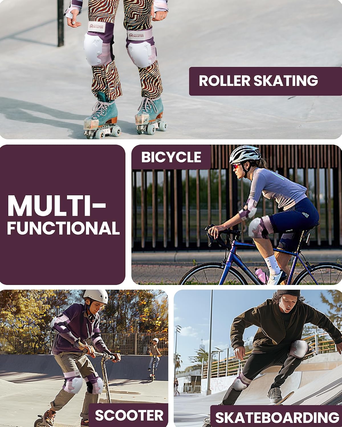 Skateboard Knee Pads Elbow Pads Wrist Guards for Adult Youth