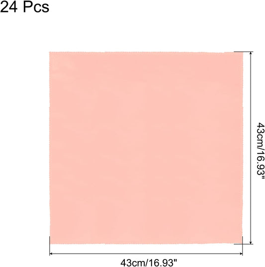 MECCANIXITY 24pcs Peach Satin Table Napkins Polyester Square Bright Table Napkin Fabric Table Napkin for Event Wedding Party Table Decoration, 17 x 17 Inch