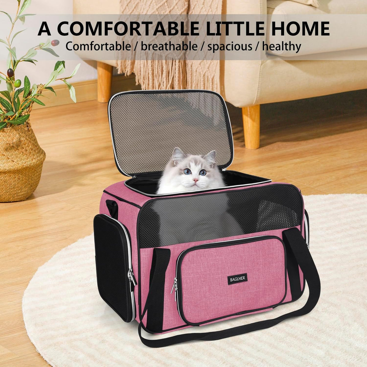 Pet Travel Carrier, Cat Carriers Dog Carrier for Small Medium Cats Dogs Puppies, Airline Approved Small Dog Carrier Soft Sided, Collapsible Puppy Carrier