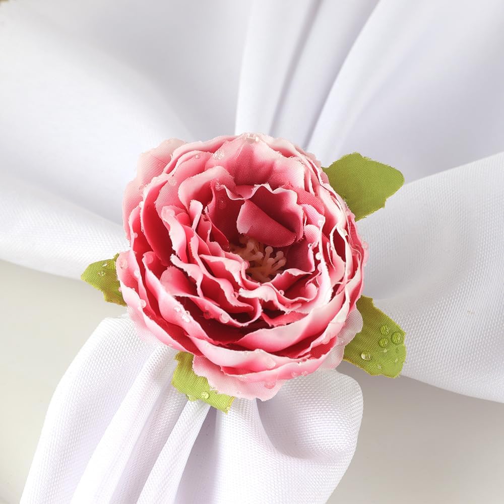 Flower Napkin Rings Set of 12, Rustic Napkin Holder Rings Table Decorations