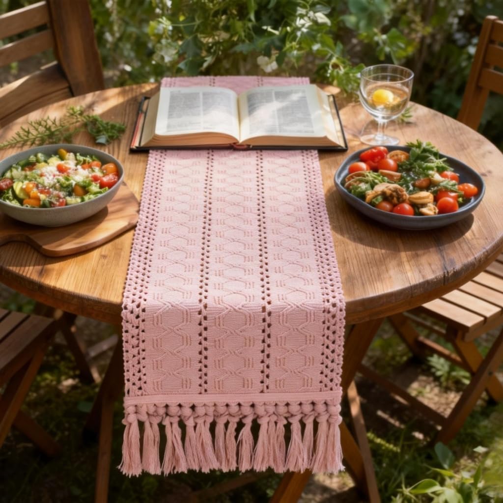 Boho Table Runner Fall Farmhouse Rustic Dining Dresser Scarf Home Decor