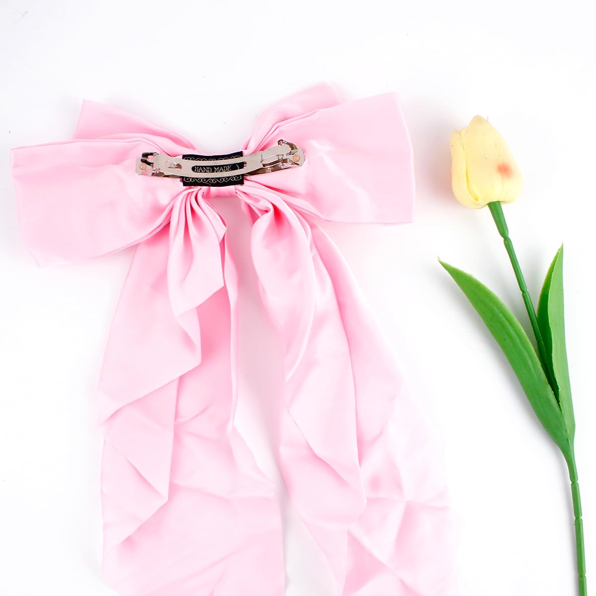 4Pcs Hair Bows Clip, Hot Pink Elegant Satin Bow Hair Clip Cheer Bows Valentine's Day Gift for Birthday, Wedding, Holidays - Light, Coral, Bright, Rose