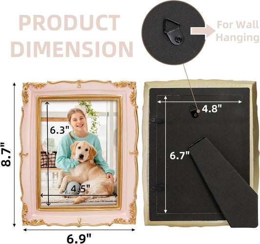 2 Pack 5x7 Vintage Picture Frame for Tabletop or Wall Display