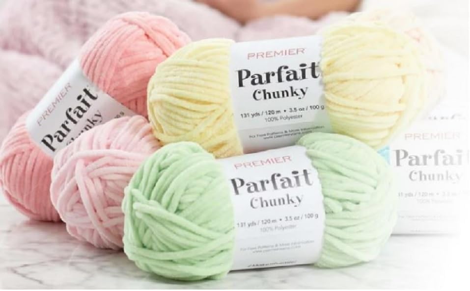 Premier Parfait Chunky Chenille Yarn 3 Pk Bundle with Markers (Peach)