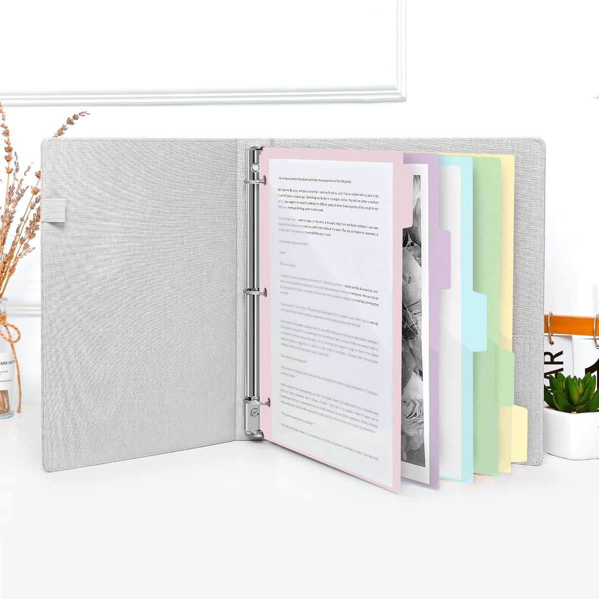 Binder Dividers with Tabs and Pockets – 2 Sets of 10-Pack for 3-Ring Binders, Writable Tabs, Durable & Tear-Resistant, Pink