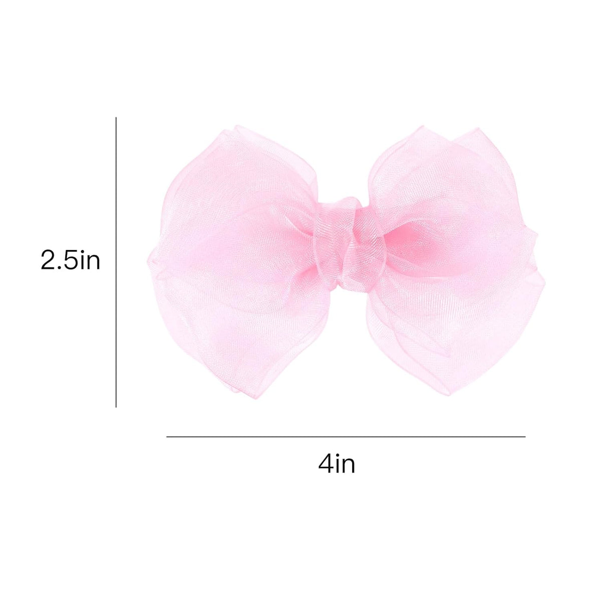Pink Hair Bows Barrettes Mesh Bow Clips 4" Organza Double Tulle Bowknot Hairpins Handmade Birthday Dress outfit Decor Accessories Gift for Teens Toddler Girls Children Kids Women