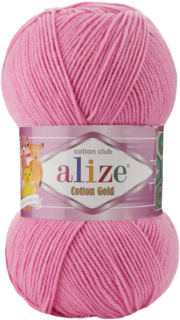 55% Cotton 45% Acrylic Cotton Gold Yarn 1 Skein/Ball 100 gr 360 yds (264 - Pink)