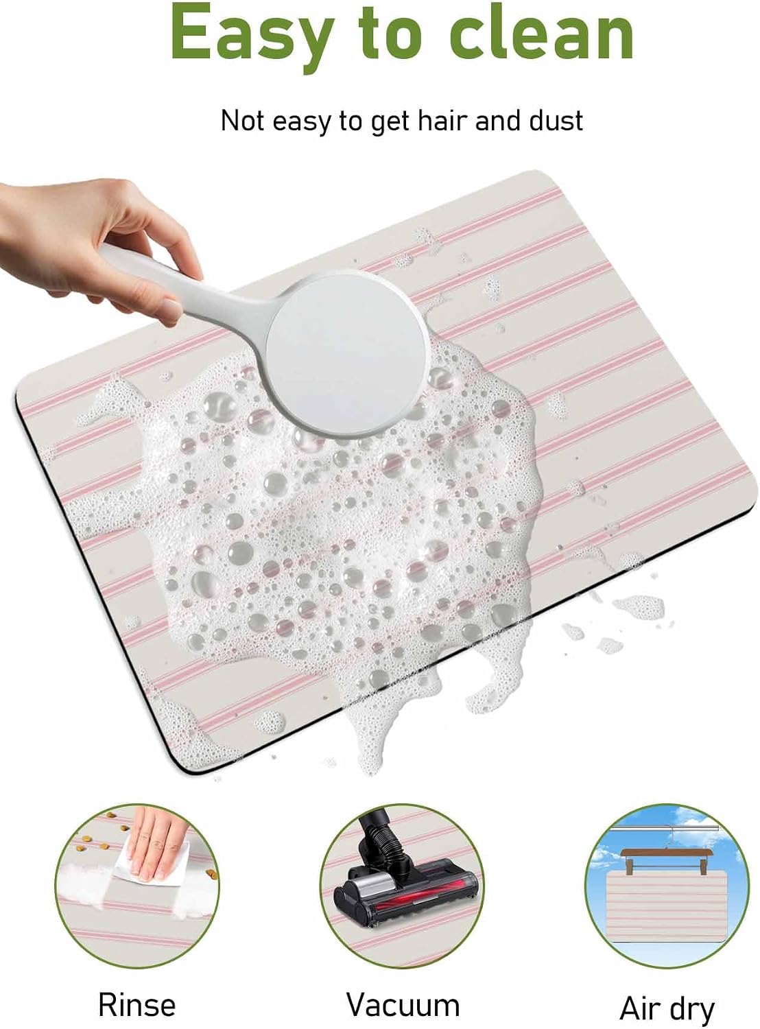 Red Pink Stripes Bath Mat for Tub,Farmhouse Pinstripes Monochrome Non Slip Bathroom Floor Runner Rug Quick Dry & Absorbent Diatomaceous Earth Shower Sink Bedroom Kitchen Living Room Doormat 16"x24"