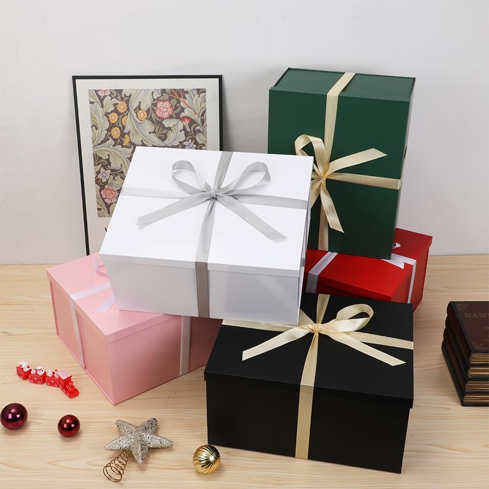 1Pcs Pink Extra Large gift box with lids 16.5×13×8 Inches gift boxes for presents,Birthday Box (include Ribbon, Paper Shred Filler Gift Card & Envelopes)