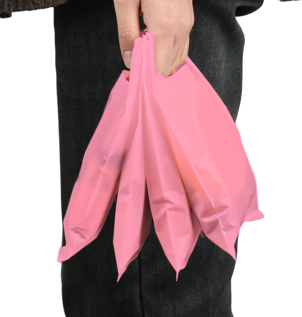 Pink 100 PCS Small Gift Bags, 6"x8" Goodie Party Favor Bags with Handle, Treat Retail Pouches for Kids Birthday, Christmas, Small Business