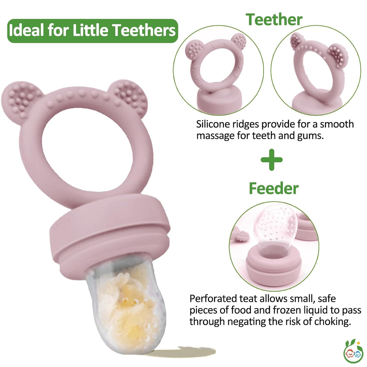 Silicone Breastmilk Popsicle Freezer Molds & Baby Fruit Food Feeder Pacifier, Baby Food Storage Containers Breast Milk Ice Cubes for Baby Teething & Infant Self Feeding, BPA Free - (Light Pink)