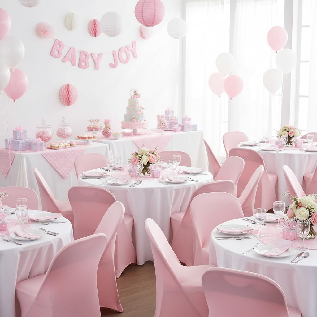 2 Packs Folding Chair Covers Cover for Dining Wedding Party (2, Dusty Pink)