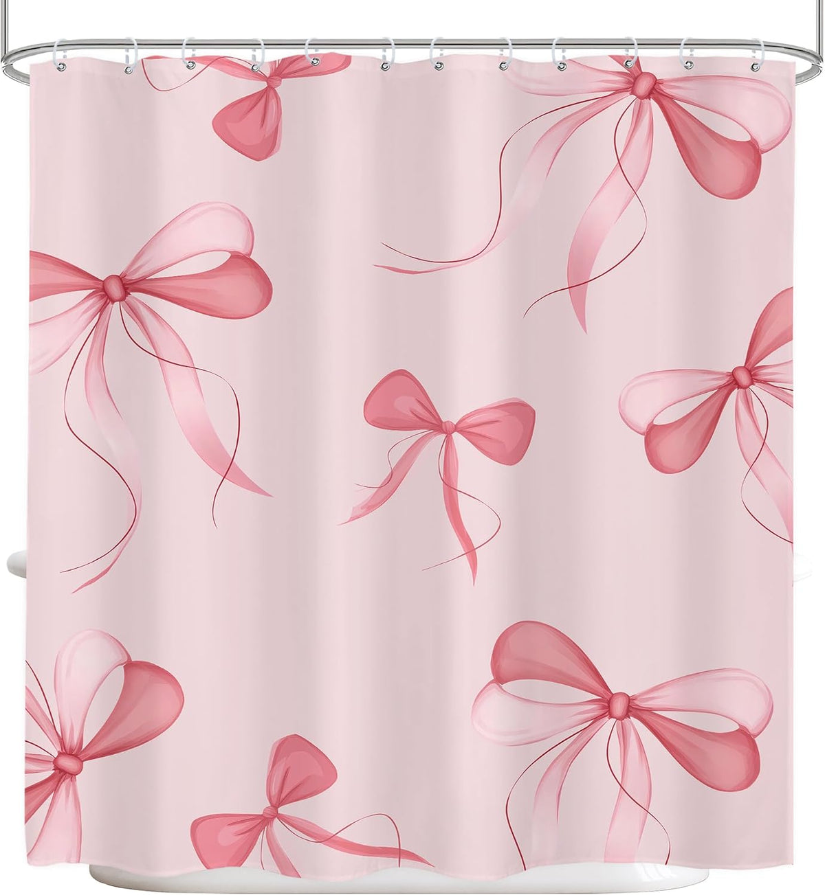 Pink Bow Shower Curtain 72x72 Cute Girly Bathroom Decor