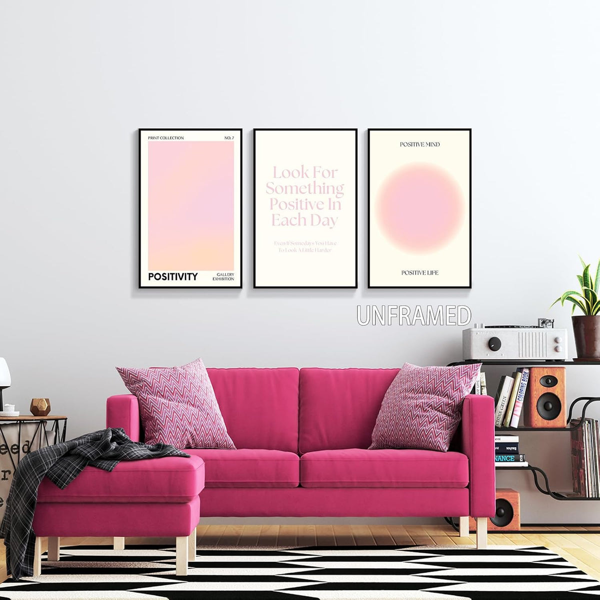 Pink Gradient Aura Angel Numbers Poster for Room Aesthetic 3 Piece 12x16in, Pastel Positive Daily Affirmation Quotes Canavs Wall Art Abstract Minimalist Print Painting for Bedroom Unframed