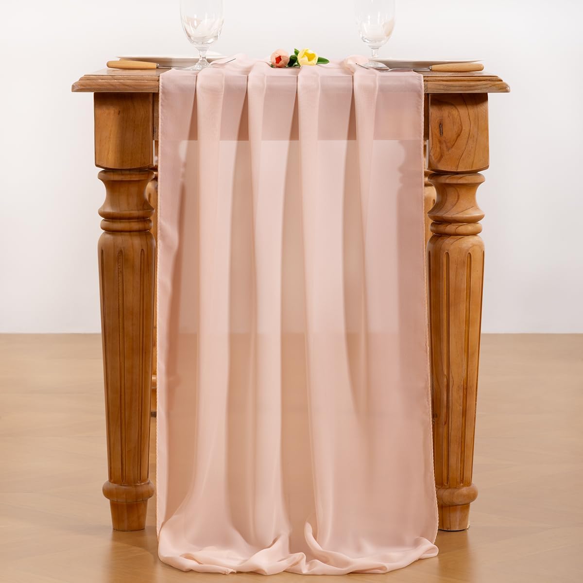 Peach Pink Chiffon Table Runner Fall Boho Wedding Birthday Party Decor