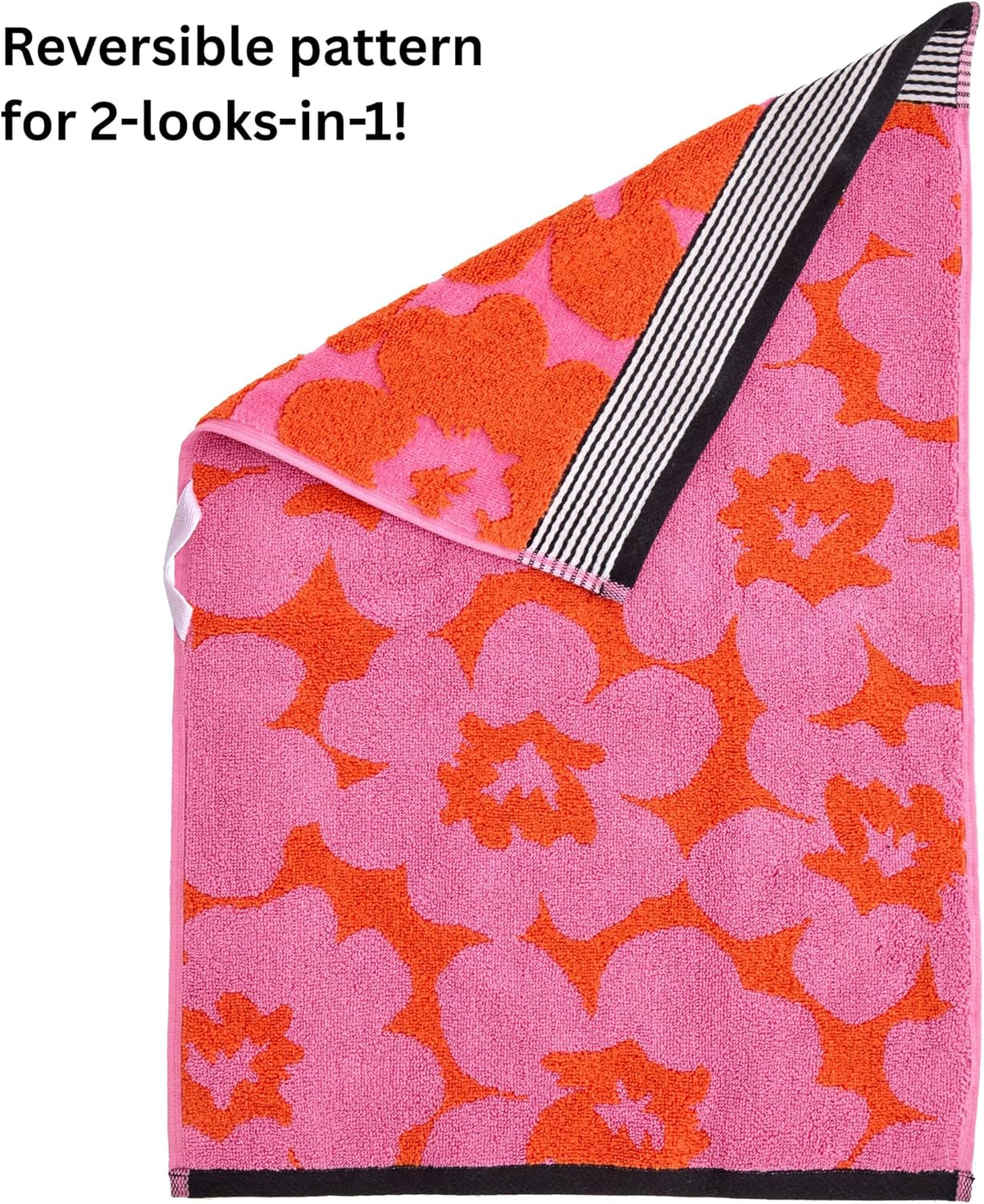 SKL Home Floral Grande Hand Towel Set-2pc, Premium 100% Cotton, Pink