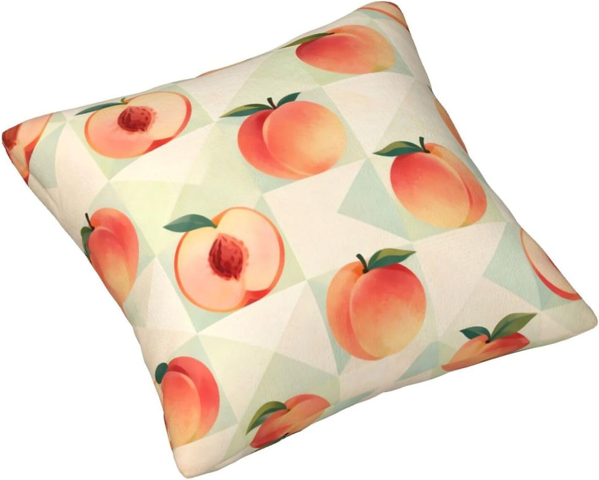 Checkered Peach Throw Pillowcases 22"X22" Double Sided Print Soft Cushion Cover for Sofa Sofa Bed