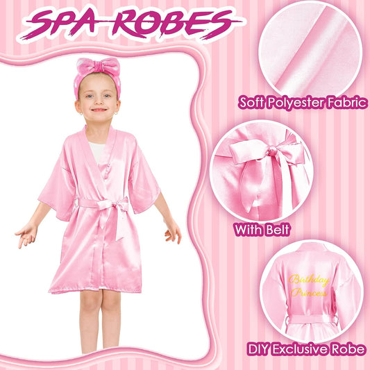 36 Pcs Spa Party Supplies for Girls 12 Kimono Robe V Neck Bathrobe 12 Soft Spa Headband 12 Disposable Foam