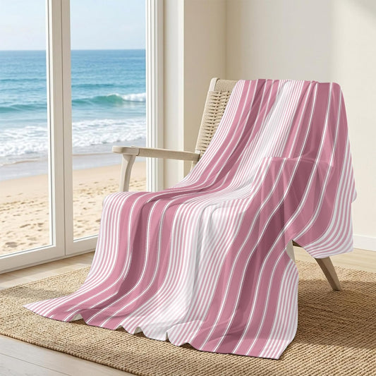Cooling Blanket for Hot Sleepers, Farmhouse Watercolor Pink Gradient Line Lightweight Cold Summer Blanket for Night Sweats, Rustic Ombre Striped Breathable Soft Cool Blankets for Sofa Office 40x60in