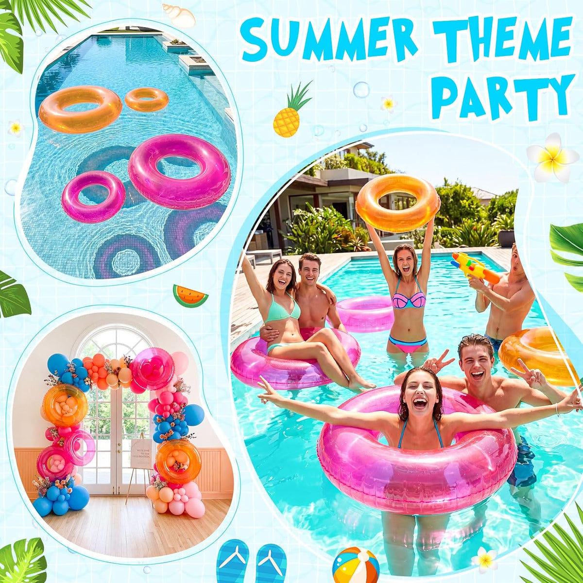 8Pcs Transparent Inflatable Pool Float Adult Swim