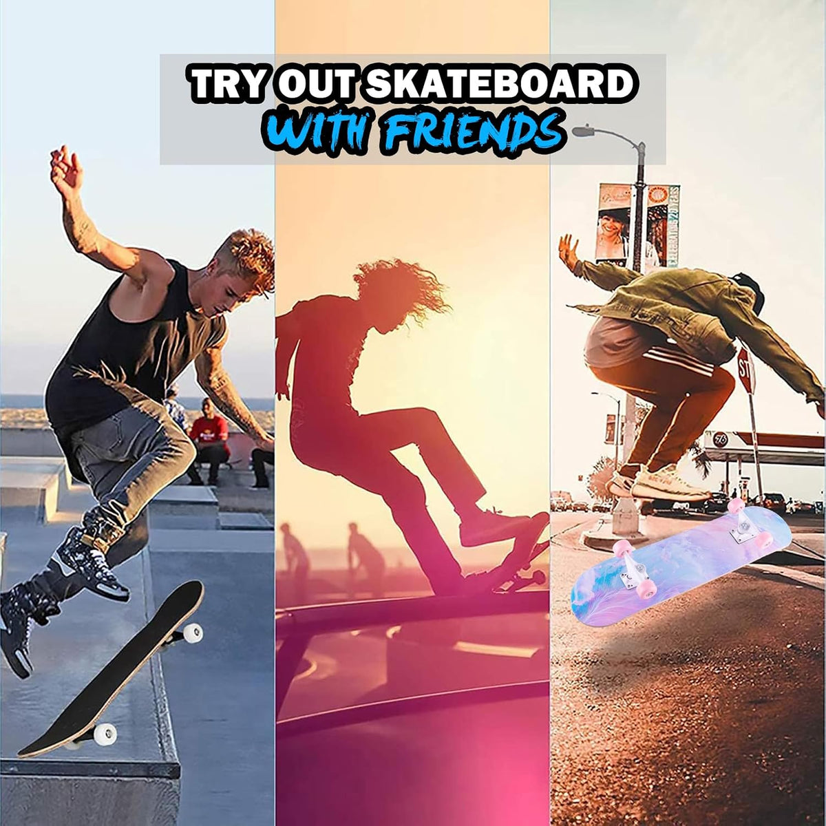 Skateboard,31 x 8 inch Complete Skateboards for Beginners,8 Layer Maple Concave Cruiser Trick Skate Board for Kids,Teens,Adults