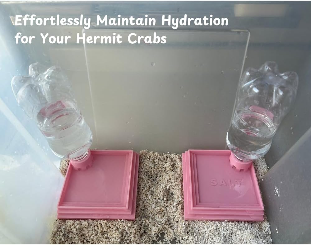 Pack of 2 Self-Refilling Hermit Crab Pools with Salt Marking – 110x110mm (4.5x4.5 in) Hermit Crab Water Bowl, Dishes Ideal for Small Pets – Easy to Use, Durable & Tip-Proof Dish (Cherry Blossom Pink)