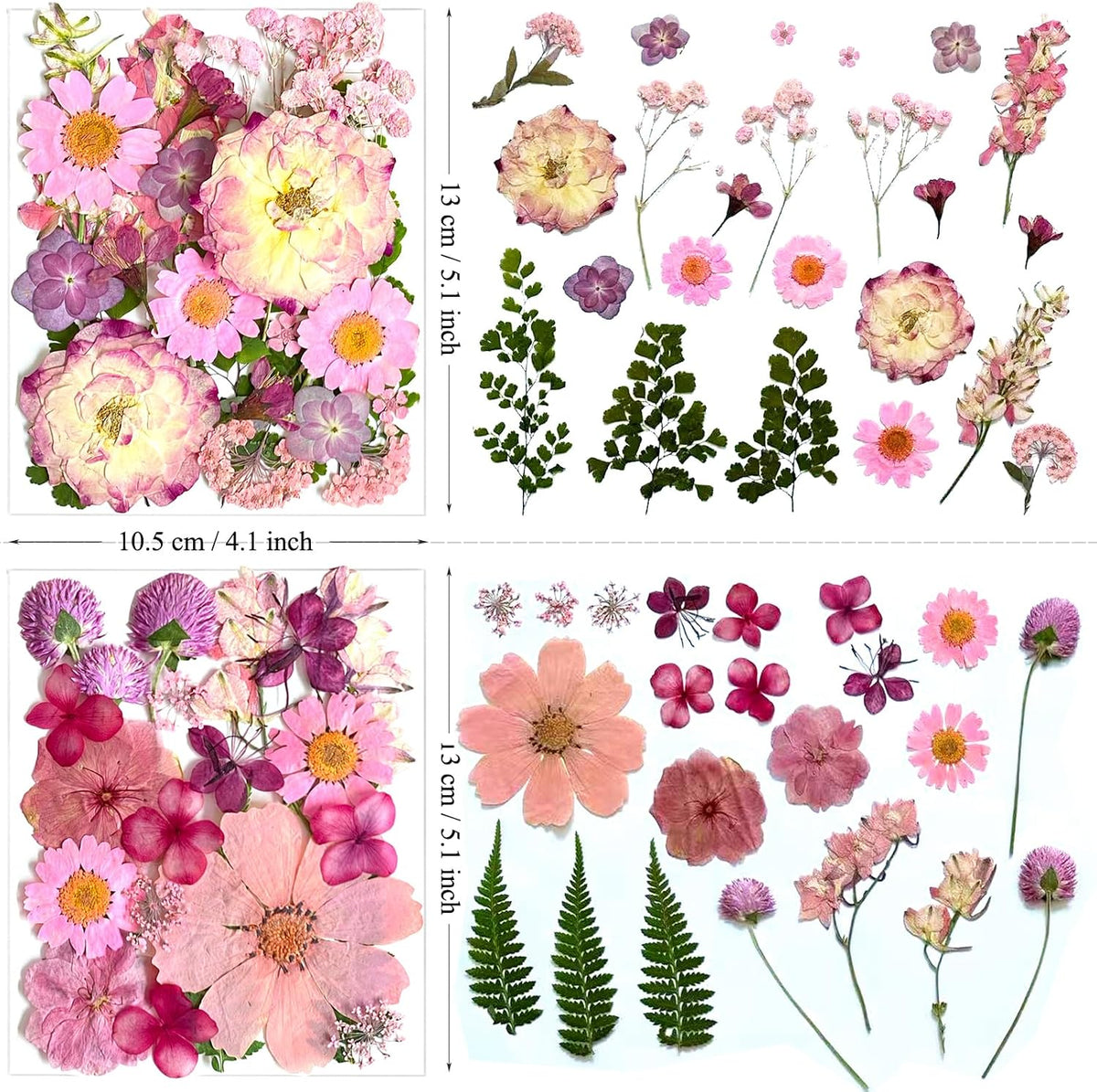 132Pcs Pink Pressed Dried Flowers and Butterfly for Resin Molds, Real Natural Bulk Dry Floral Leaves Stickers for DIY Art Crafts, Jewelry, Candle, Soap Crafts Making