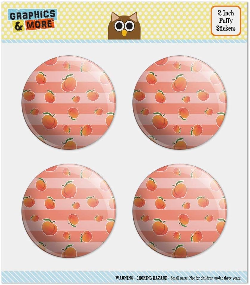 Cute Peaches and Stripes Pattern Puffy Bubble Dome Scrapbooking Crafting Sticker Set