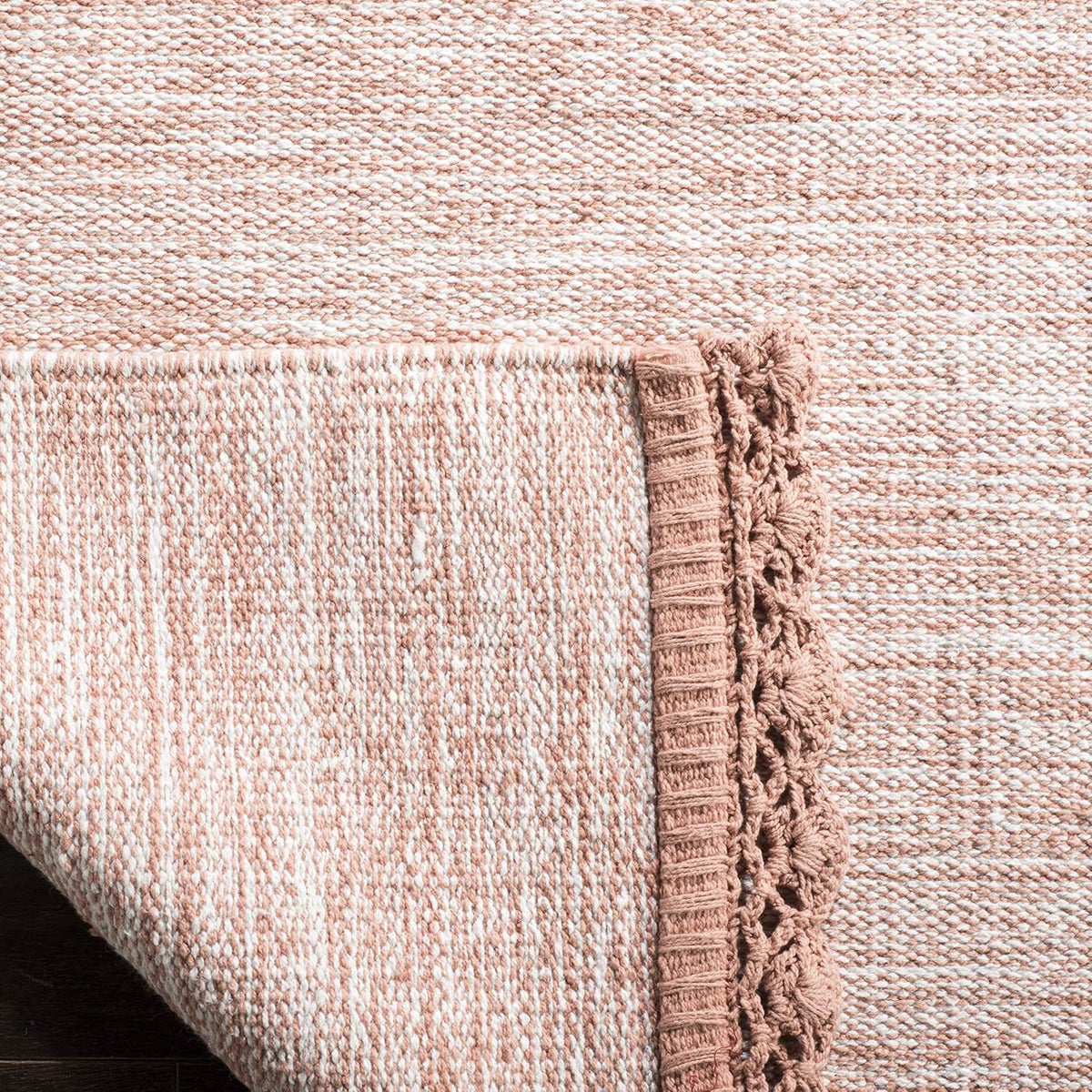 Montauk Collection Area Rug - 5' x 8', Peach, Handmade Cotton, Ideal for High Traffic Areas in Living Room, Bedroom (MTK615O)