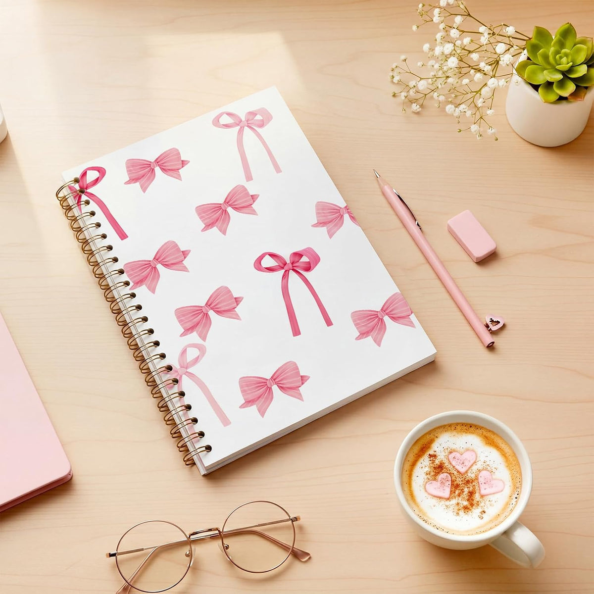 Coquette Bow Aesthetic Notebook A5 Spiral Journal Girl Student