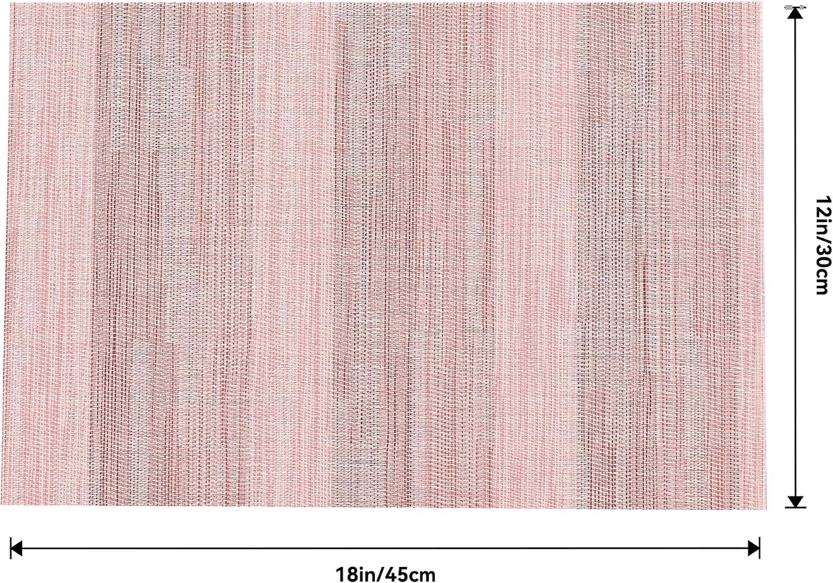 Leetaltree Misty Rose Placemats Set of 4 - Heat Resistant Non-Slip Place mats for Dining Table, Washable Durable PVC Vinyl Woven Table Mats(Misty Rose, 4)