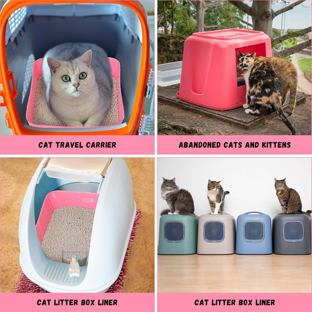 25 Count Disposable Litter Box for Cats Large, Pink