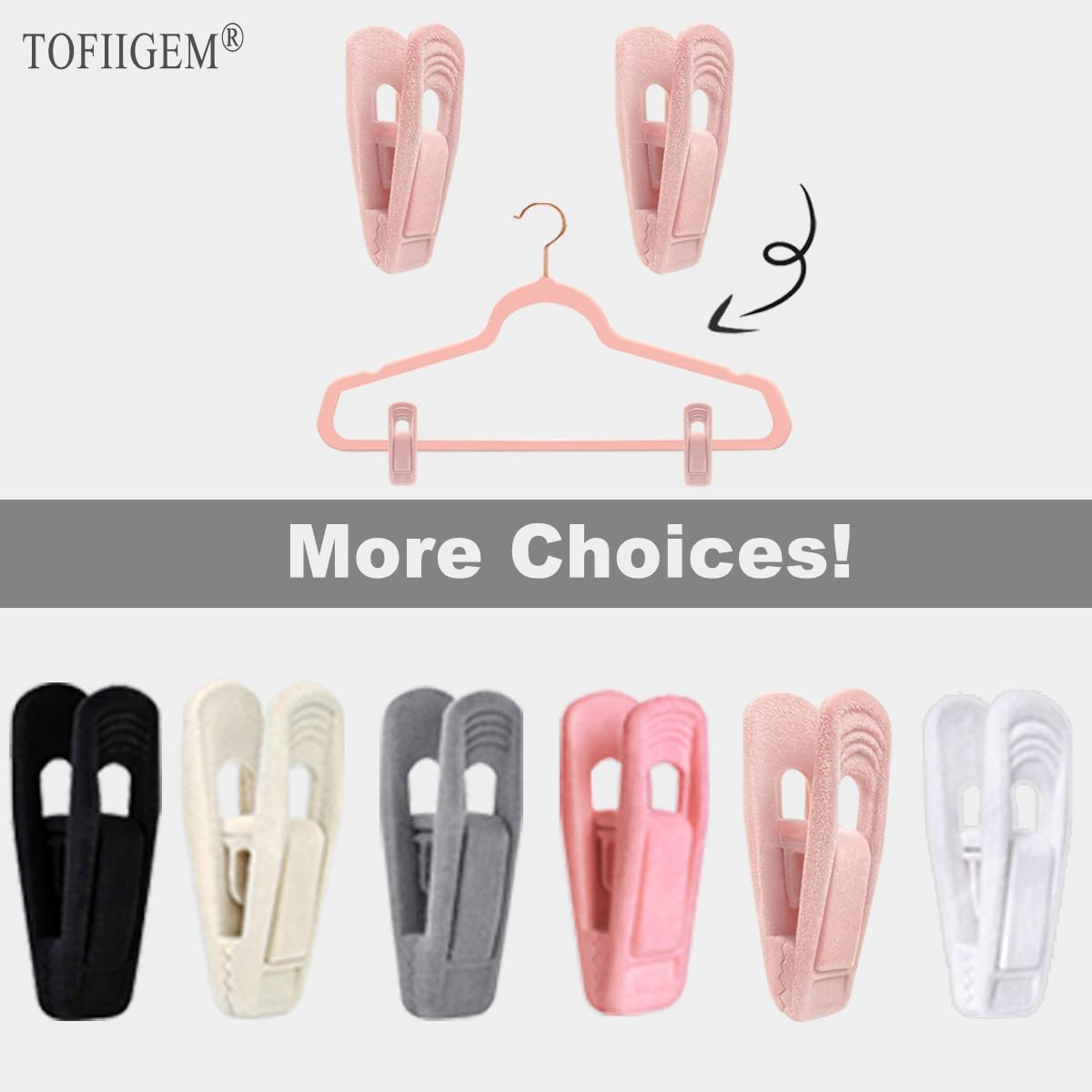Light Pink Velvet Hangers Clips 20 PCS, Non-Slip Velvet Clip for Pant Skirt Velvet Hangers, Strong Flocking Hangers Clips