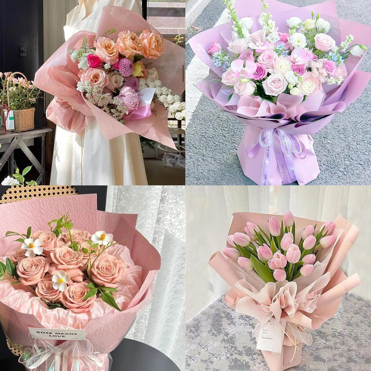38 Sheets Pull-out Tissue Pink Flower Wrapping Paper