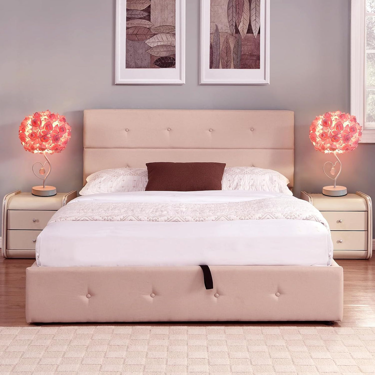 Pink Rose Flower Lamp Romantic Bedside lamp Princess Table Flower Lamp for Nightstand Desk Light for Bedroom Women Girl Dating Christmas Gift Party Wedding Decor Living Room Office