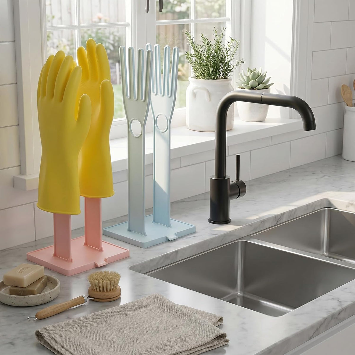 Reusable Plastic Kitchen Dish Washing Glove Holder Drying Rack
