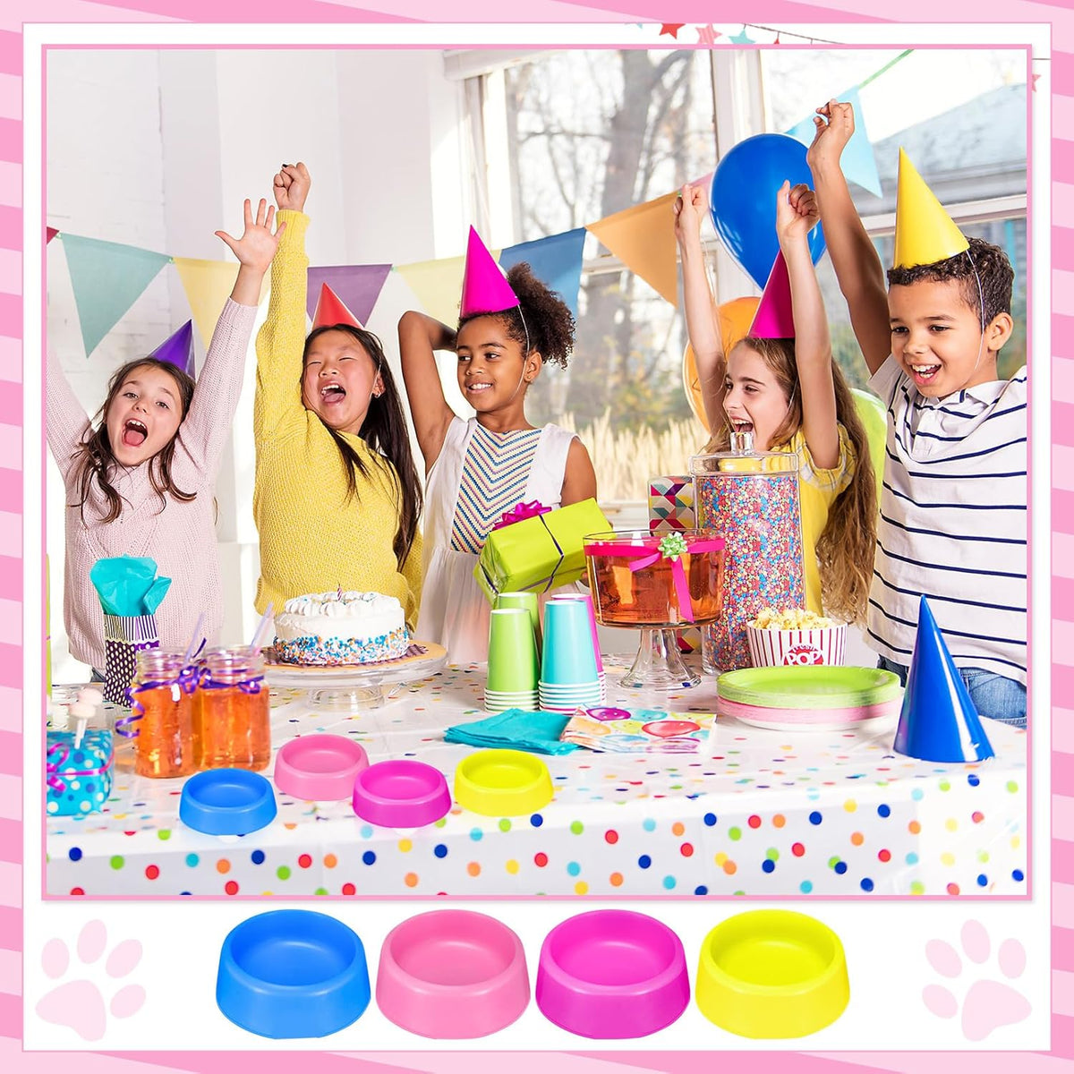 24 Pcs Plastic Puppy Dog Bowls Pet Birthday Party Supplies Reusable