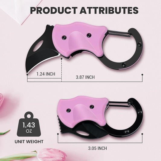 3 Pack Pink Pocket Knife Gifts for Women Men Adults