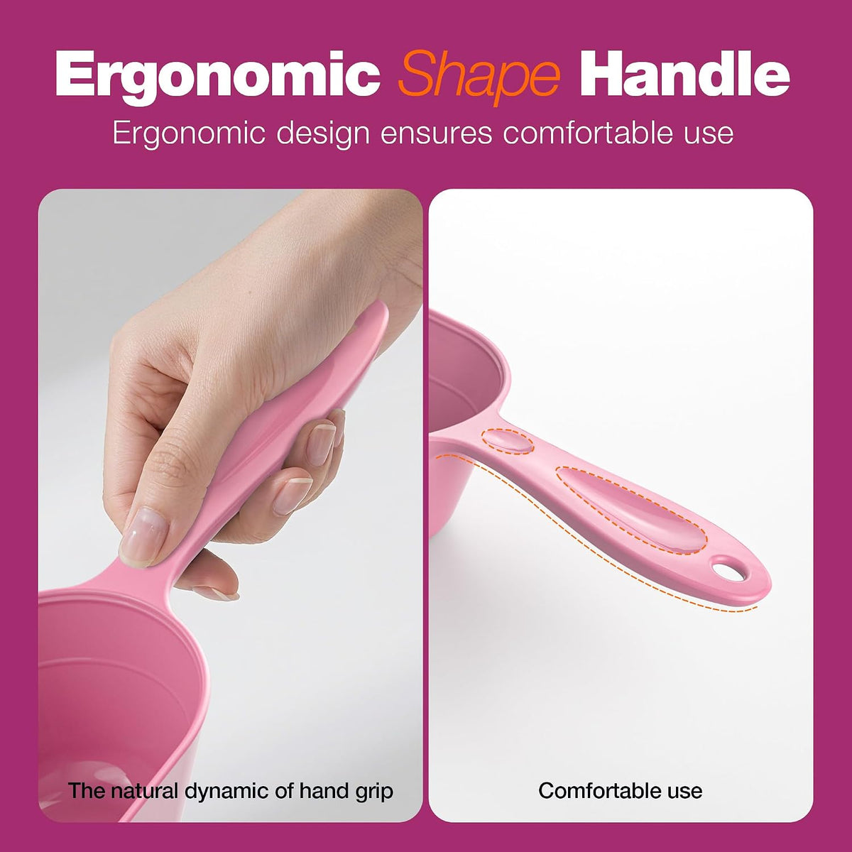 Dog Food Scoop 2 Pack, Pet Cup Capacity Cat Food Scooper With Measuring Lines For Dog, Puppy and Cat Coffee Bean, Flour Scoop Pink